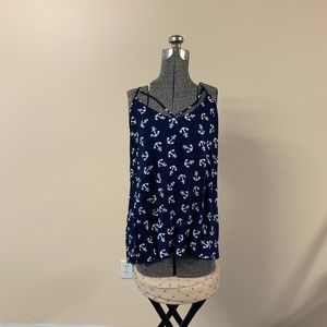 New XXXL Navy & White Anchor Print Tank Top